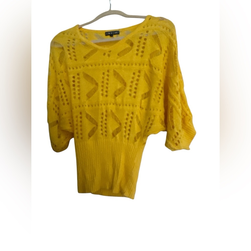 Dolce Cabo Yellow Open-Knit Pullover Sweater